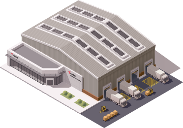 warehouse with fleet vehicles icon