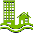 flooded buildings icon