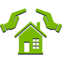 home covered by hands icon