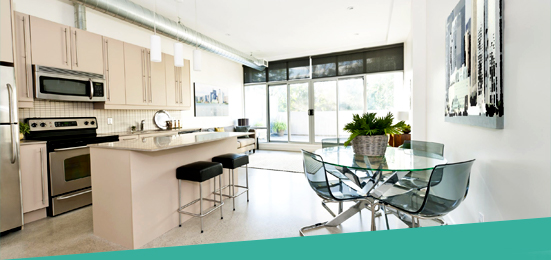 inside an apartment kitchen